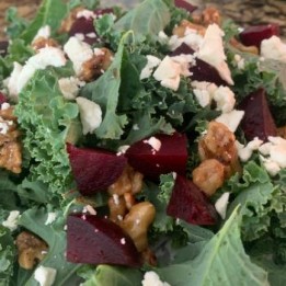 Roasted Beet and Kale Salad with Maple Candied Walnuts